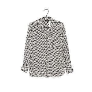 Mossimo Dutti Houndstooth Button Up Blouse Long Sleeve Black & White Size 12